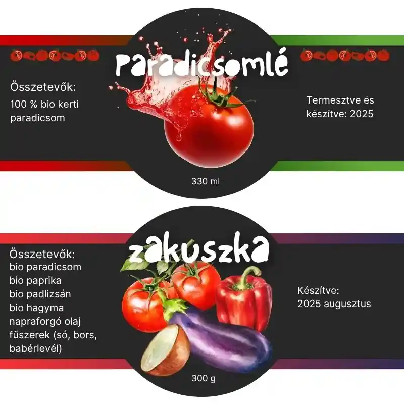 Etichete produse pentru sosuri și legume